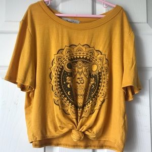 Yellow hippie crop top